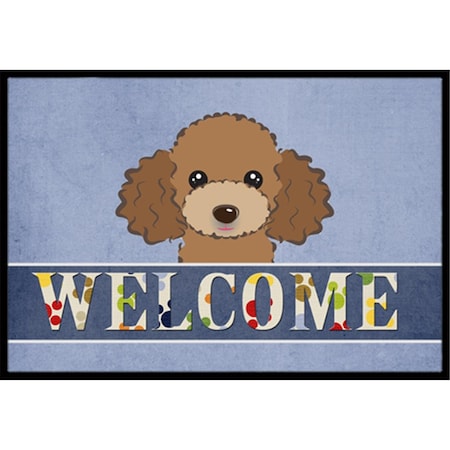 Carolines Treasures Chocolate Brown Poodle Welcome Indoor & Outdoor Mat, 18 x 27 in. CA77383